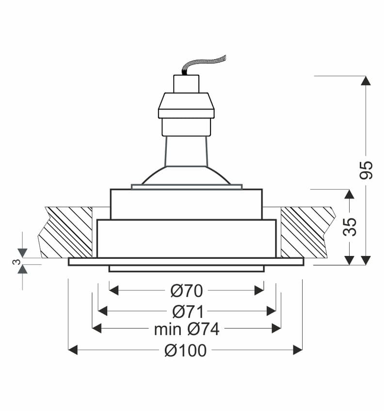 UM-10 WH GU10 10W stropné svietidlo, sklopné, zapustené, biele