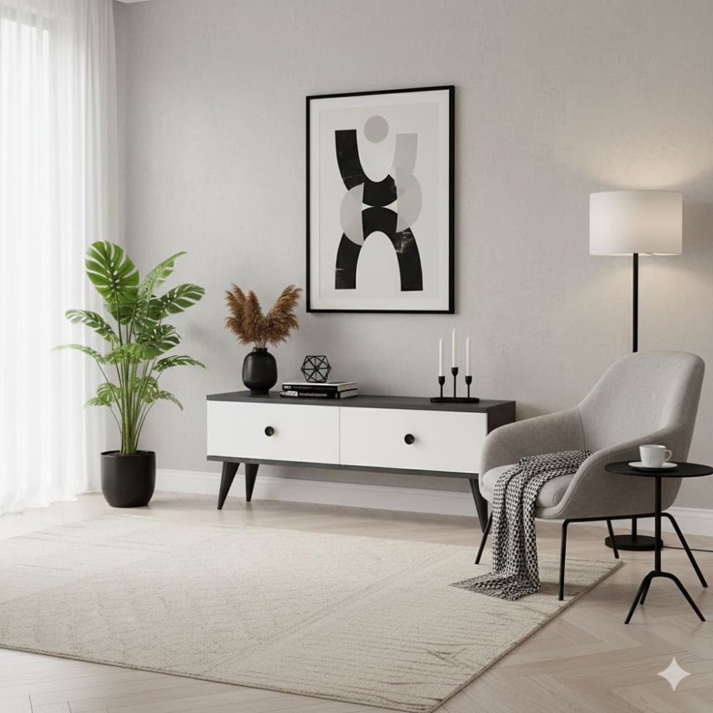 TV stolík Mona 120 - Anthracite, White 1