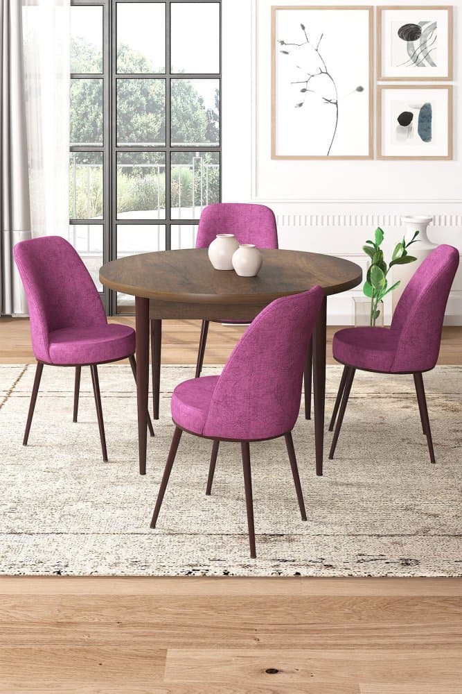 Dining Table & Chairs Set (5 Pieces) Tor - Baroque, Purple 1