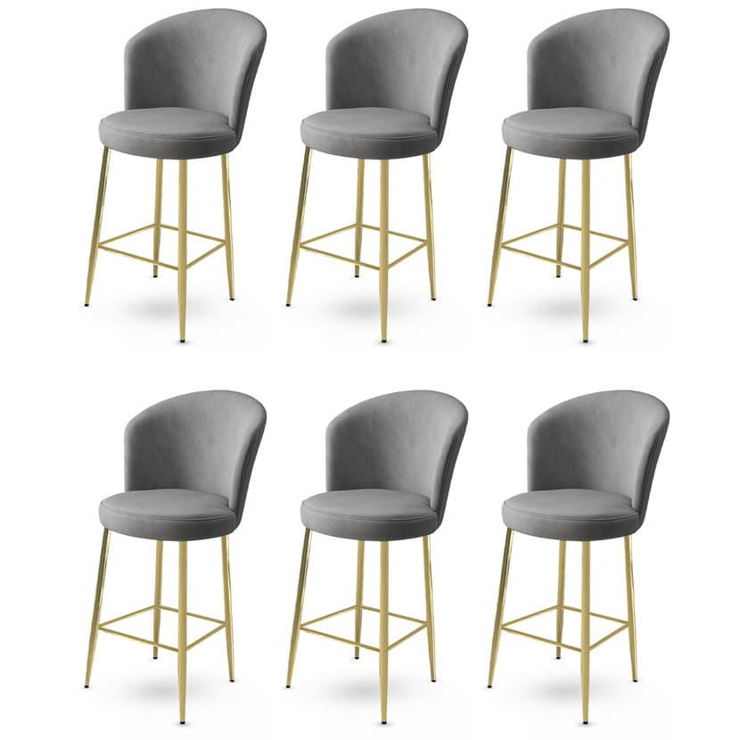 Bar Stool Set (6 Pieces) Alte - Grey, Gold 1