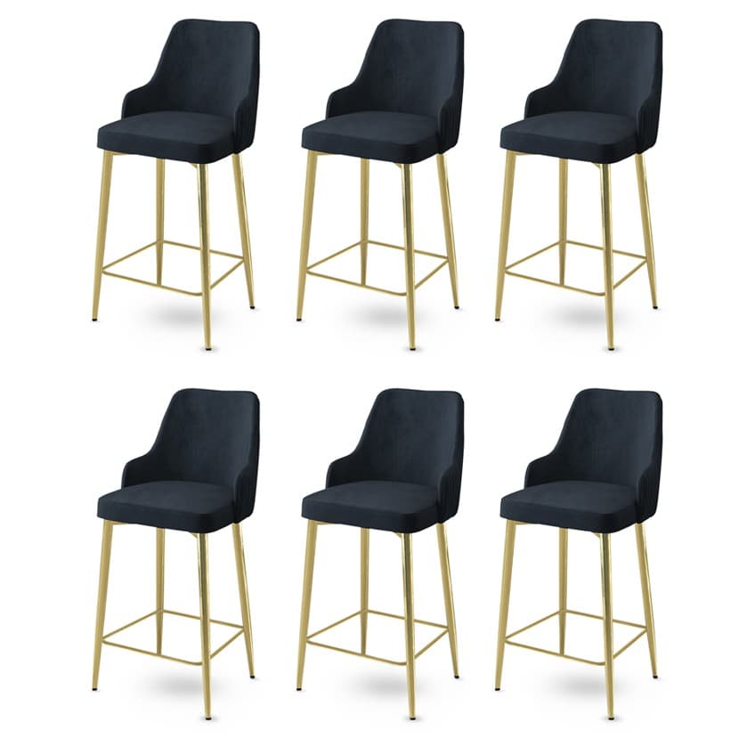 Bar Stool Set (6 Pieces) Enox - Anthracite, Gold
