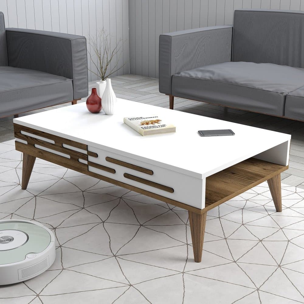 Konferenčný stolík Valensiya - Walnut, White