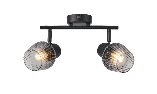 MITURA lampa sufitowa czarny 2x40W E27 klosz dymiony