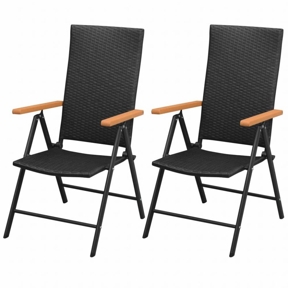 Záhradné stoličky 2 ks čierna / hnedá 1