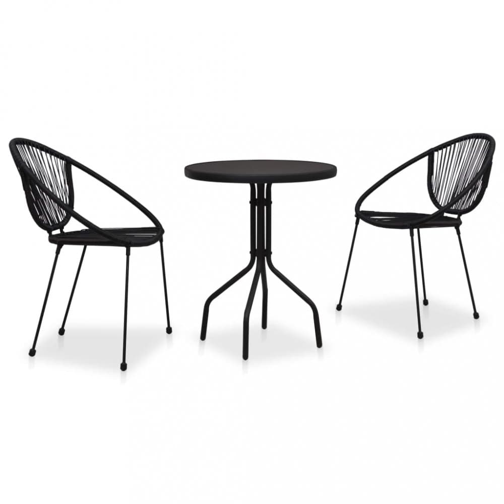 Záhradný bistro set 2+1 PVC ratan čierna Dekorhome 1