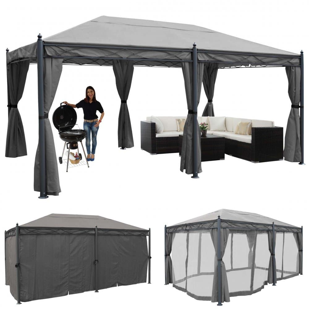 Záhradný altánok so závesmi 5x3 m Dekorhome 1