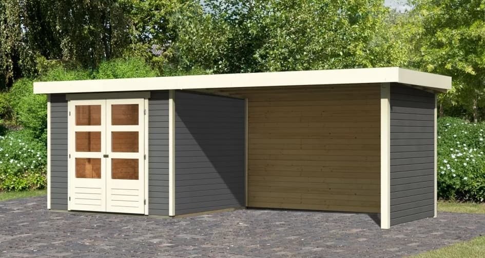 Drevený záhradný domček ASKOLA 3,5 s prístavkom 280 Lanitplast 1
