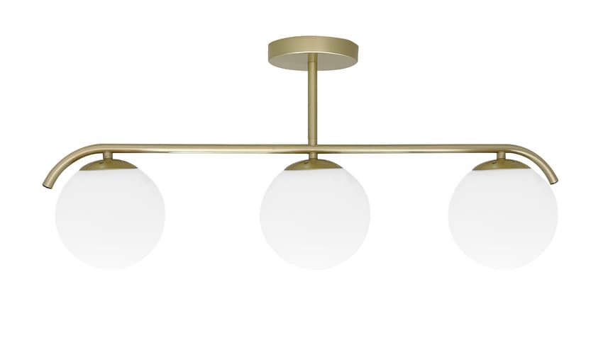 Stropná lampa AMADEO mosadz 3x40W E14 biele tienidlo