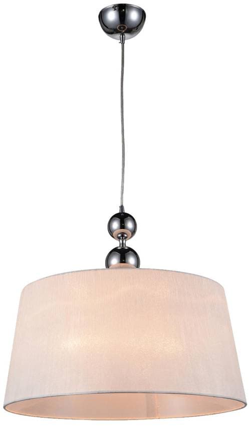 Chrómová závesná lampa s bielym látkovým tienidlom Clara 1
