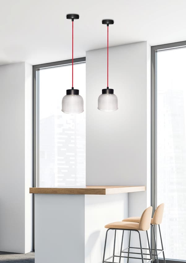 Závesná lampa 15cm číry/červený kábel Liverpool Ledea 1