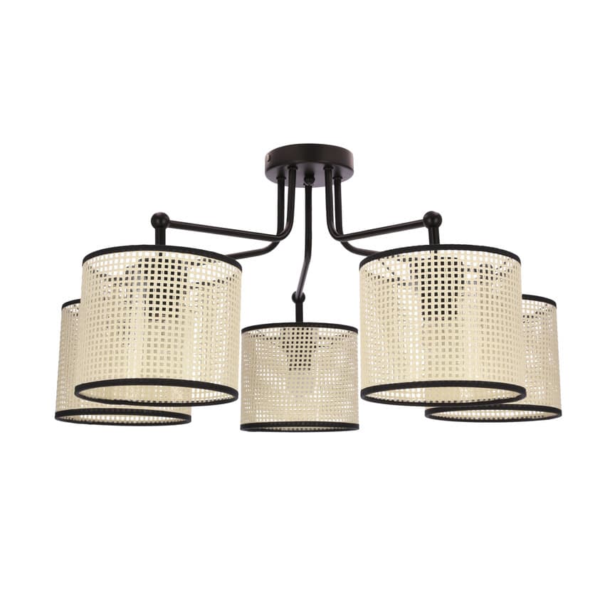 Závesná lampa TOPI čierna 5x40W E27 krémové tienidlo