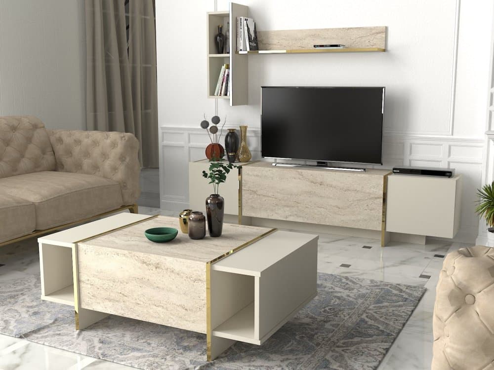 Konferenčný stolík Veyron - Travertine, Sandstone 1