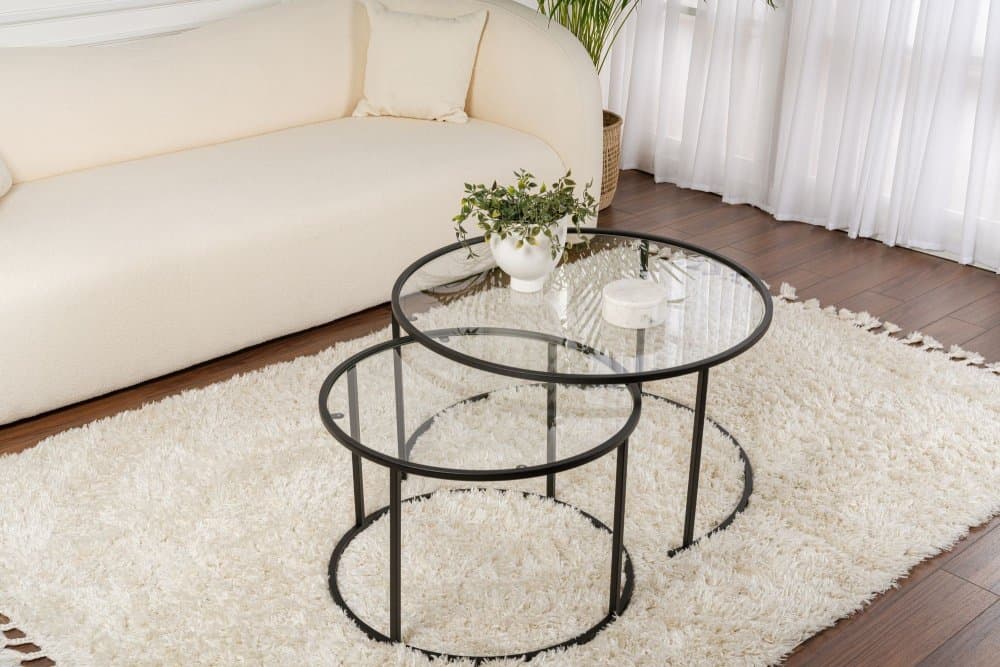 Súprava konferenčných stolíkov Aurum - 80, 60 - Black, Transparent