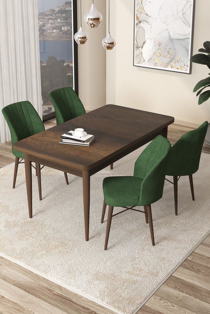 Dining Table & Chairs Set (5 Pieces) Arp - Baroque, Khaki 1