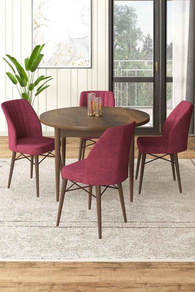 Dining Table & Chairs Set (5 Pieces) Rox - Baroque, Burgundy 1