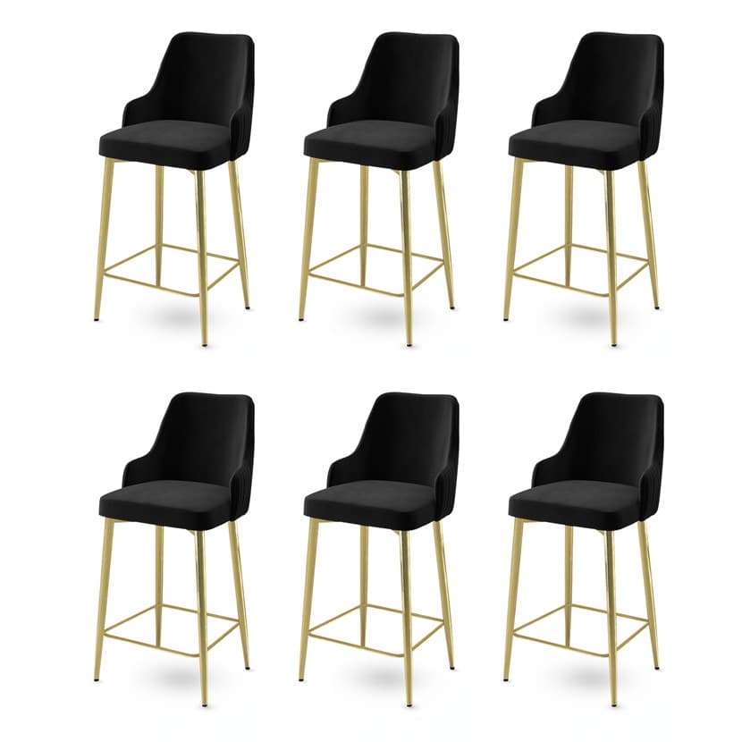 Bar Stool Set (6 Pieces) Enox - Black, Gold 1