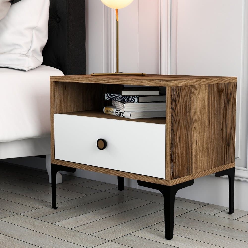 Nočný stolík Lizbon 530 - Walnut, White
