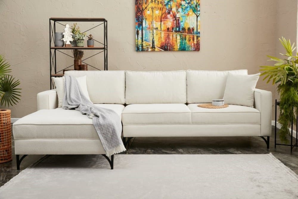 Rohová sedacia súprava / Rohová pohovka Berlin Left - Cream, Black 1