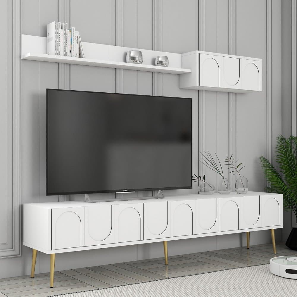 TV skrinka / Obývacia stena Lyon 2 - White, Gold 1