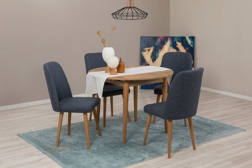 Jedálenský set s rozkladacím stolom a stoličkami (5 kusov) Vina 1048 - Atlantic Pine, Navy Blue 1
