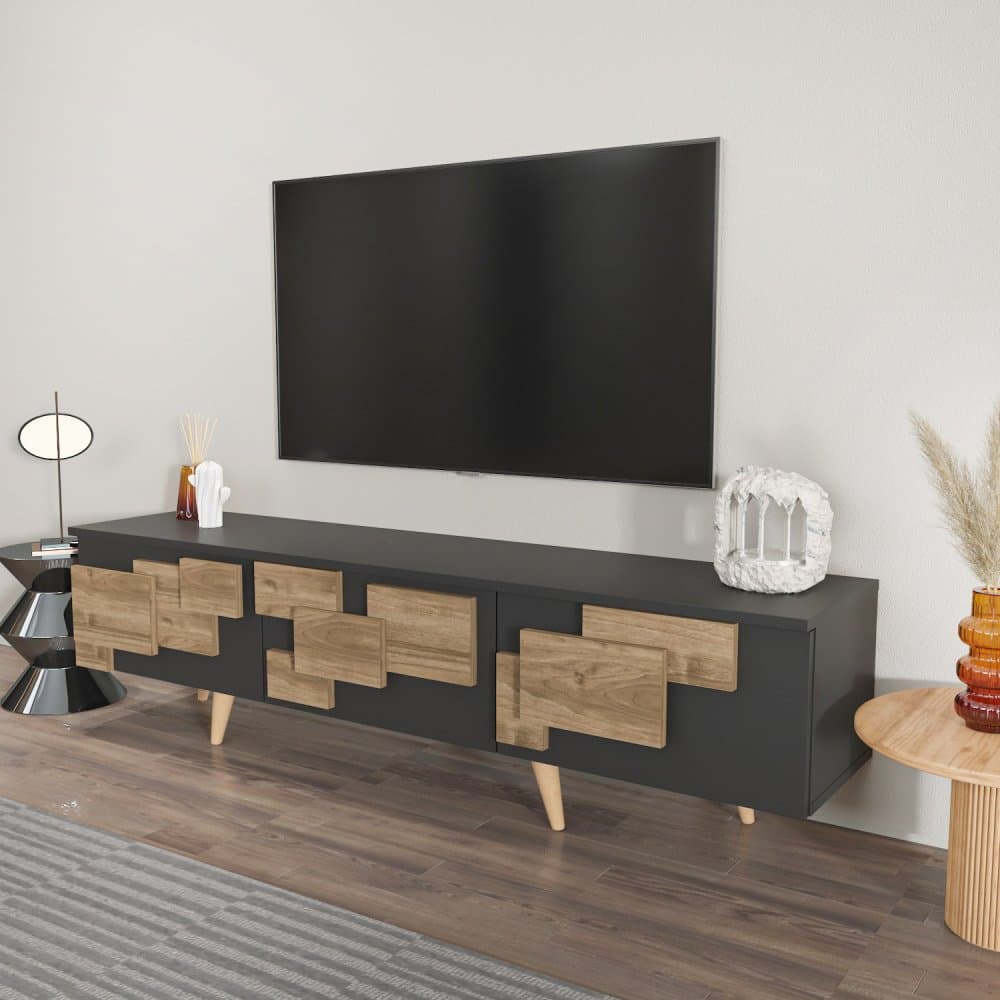 TV stolík 3 D - Anthracite, Walnut