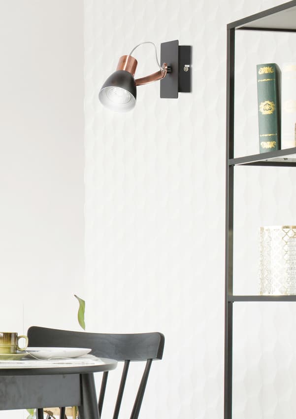 Nástenná lampa 1X50W GU10 čierna/medená BEZ ŽIAROVKY Markus