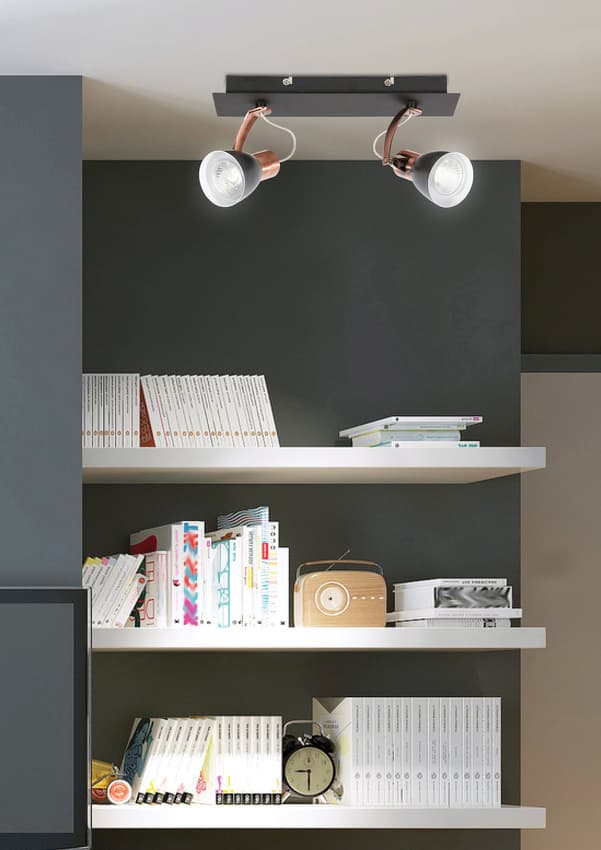 Nástenná lampa s krycou páskou 2X50W GU10 čierna/medená MARKUS 1