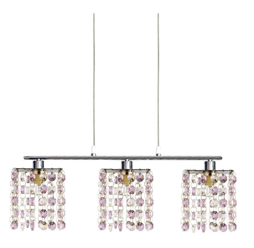 Závesná lampa chróm/fialové kryštály 3xG9 Classic