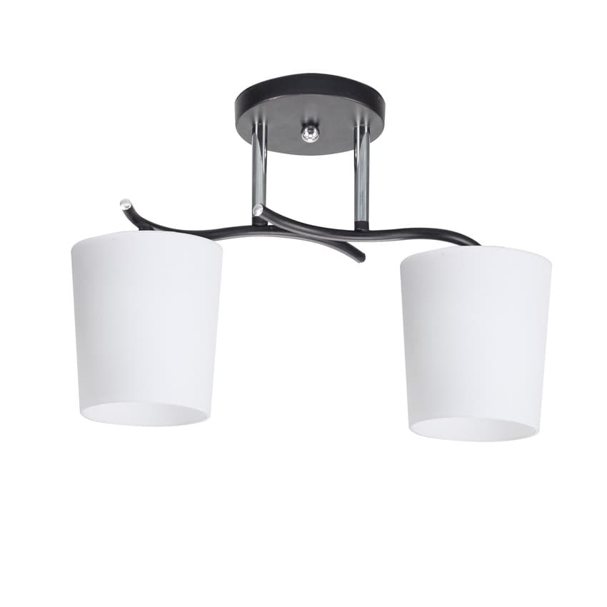 Stropná lampa Esnyr chróm+čierna 2x40 E27 biele tienidlo