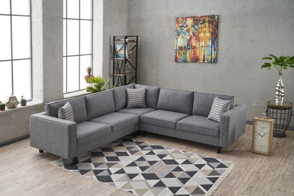 Rohová sedacia súprava / Rohová pohovka Kale Linen - Grey 1