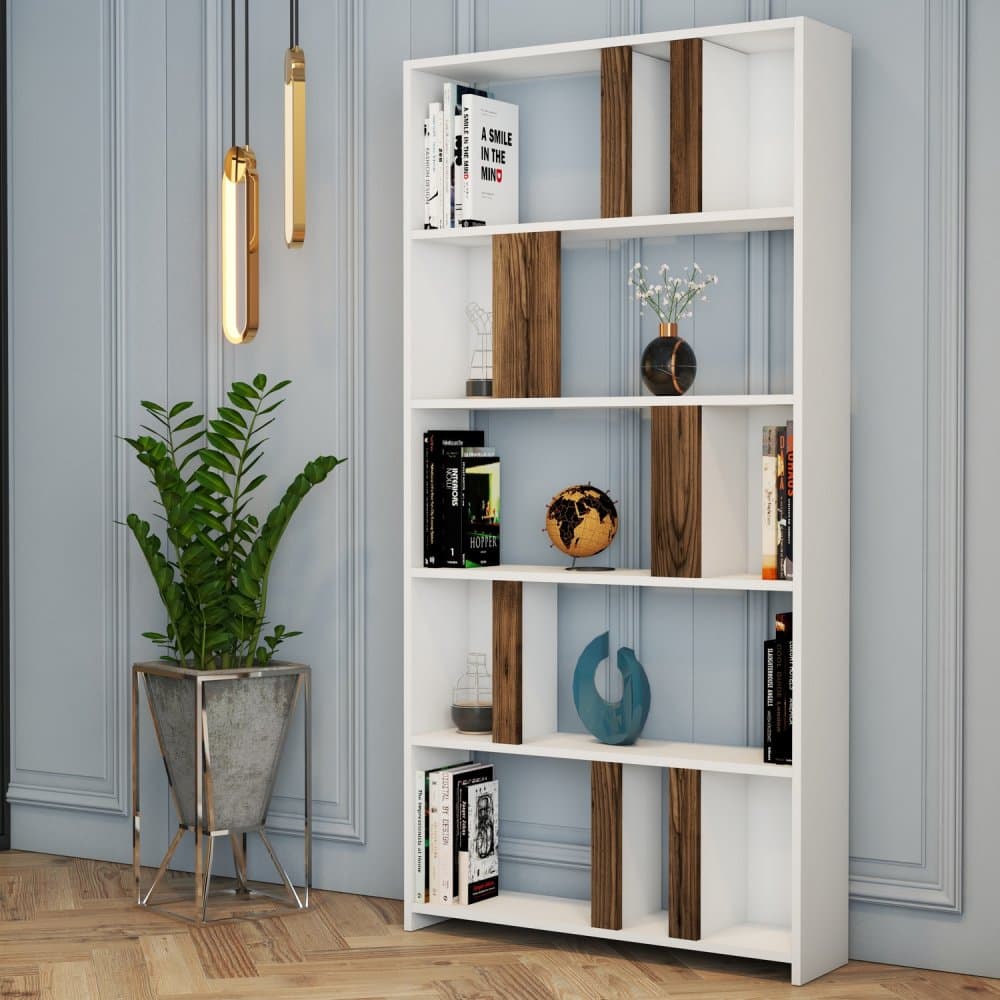 Knižnica Lima - White, Walnut