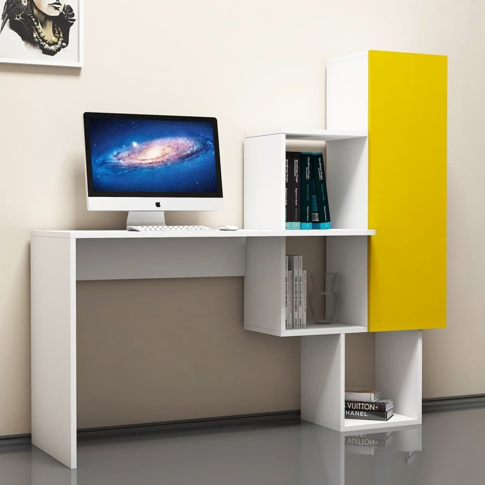 Písací stôl Açelya - White, Yellow