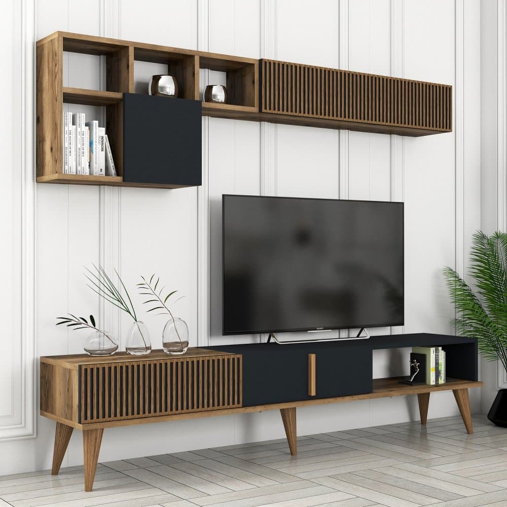 TV skrinka / Obývacia stena Milan TV - Walnut, Anthracite 1