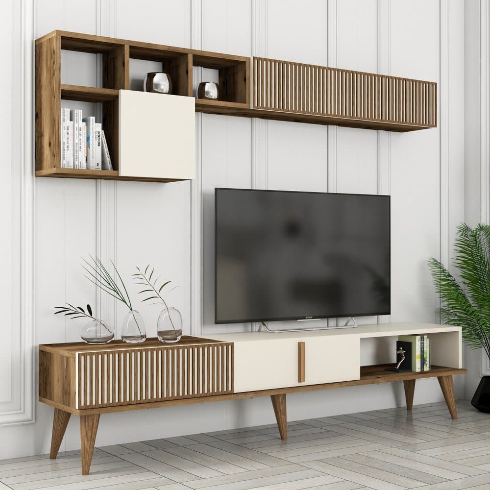 TV skrinka / Obývacia stena Milan TV - Walnut, Cream 1
