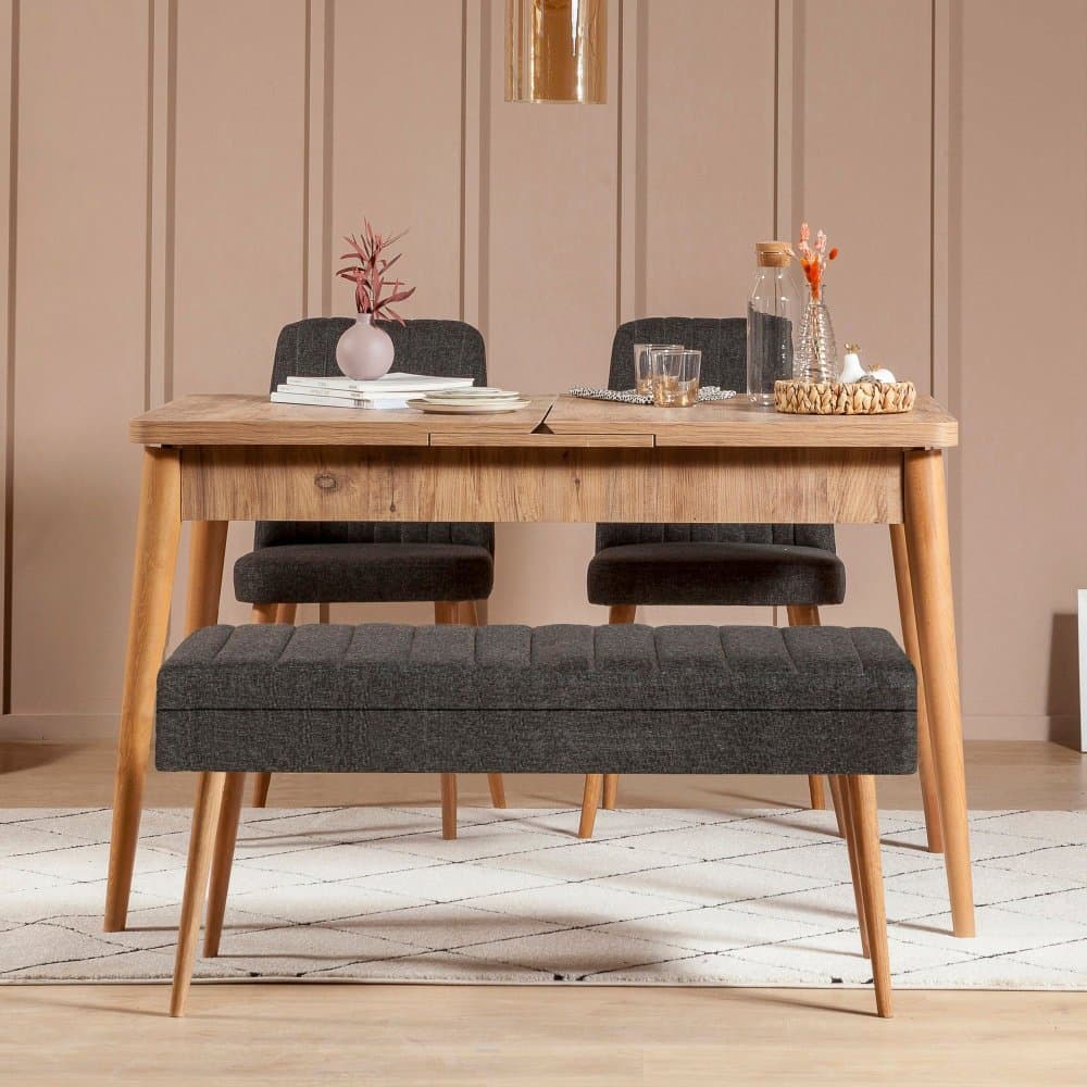 Jedálenský set s rozkladacím stolom a stoličkami (4 kusy) Vina 1053 - 3 - Anthracite, Atlantic