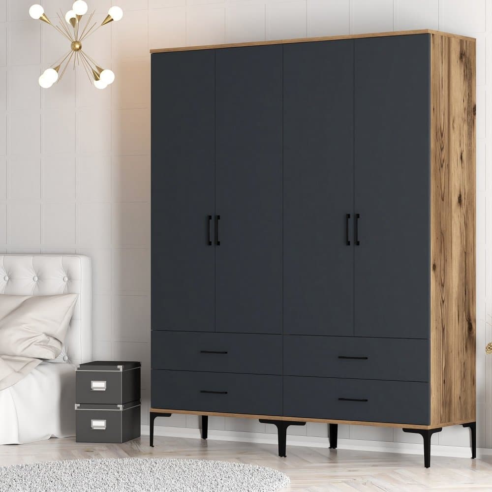 Šatníková skriňa Kumsal TT - Walnut, Anthracite 1