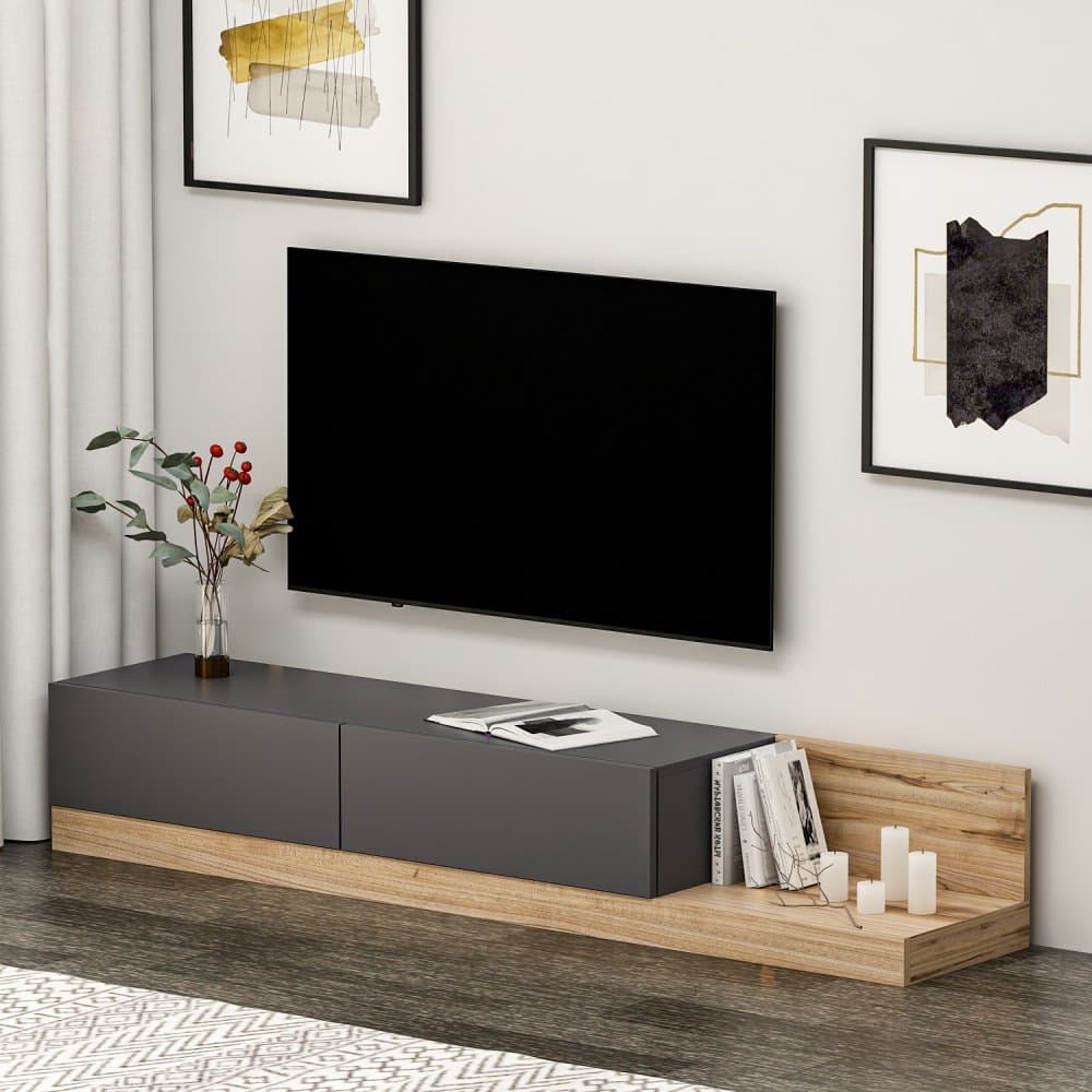 TV stolík Majör - Anthracite, Walnut 1