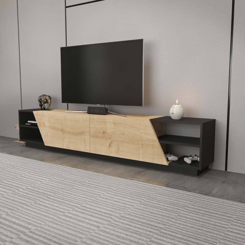TV stolík Rhodes - Anthracite, Oak 1