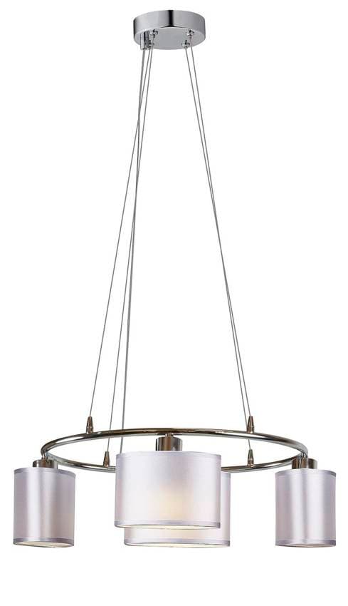 Závesná lampa s chrómovým povrchom 4x40W, látkové tienidlo Ban