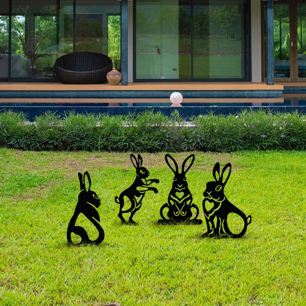Súprava dekoratívnych kovových doplnkov do záhrady Rabbits 1