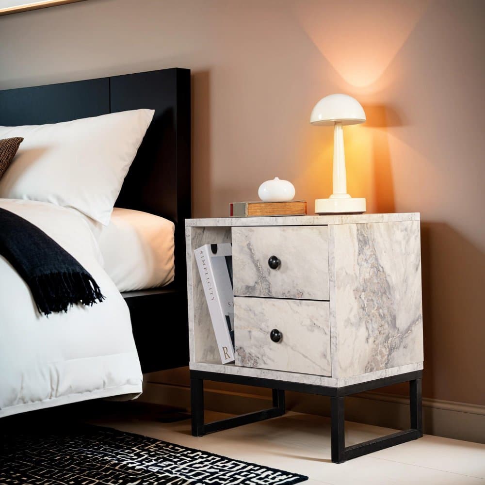 Nočný stolík Glimmer - Fressia Marble, Black 1
