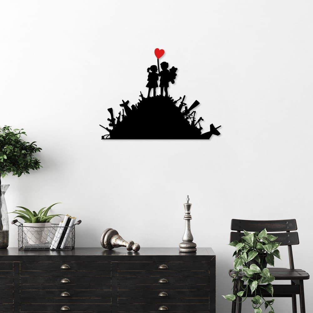 Dekoratívny kovový doplnok na stenu Banksy - 1