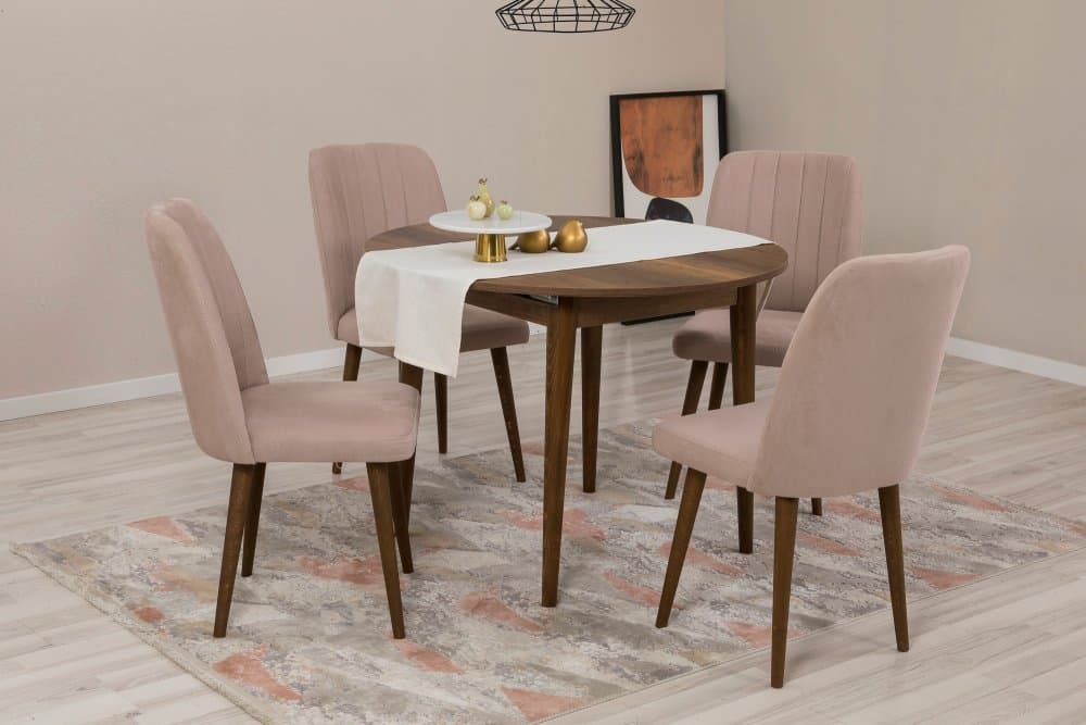 Jedálenský set s rozkladacím stolom a stoličkami (5 kusov) Vina 0900 - Walnut, Stone