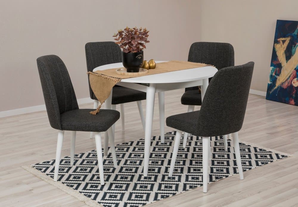Jedálenský set s rozkladacím stolom a stoličkami (5 kusov) Vina 1053 - White, Anthracite