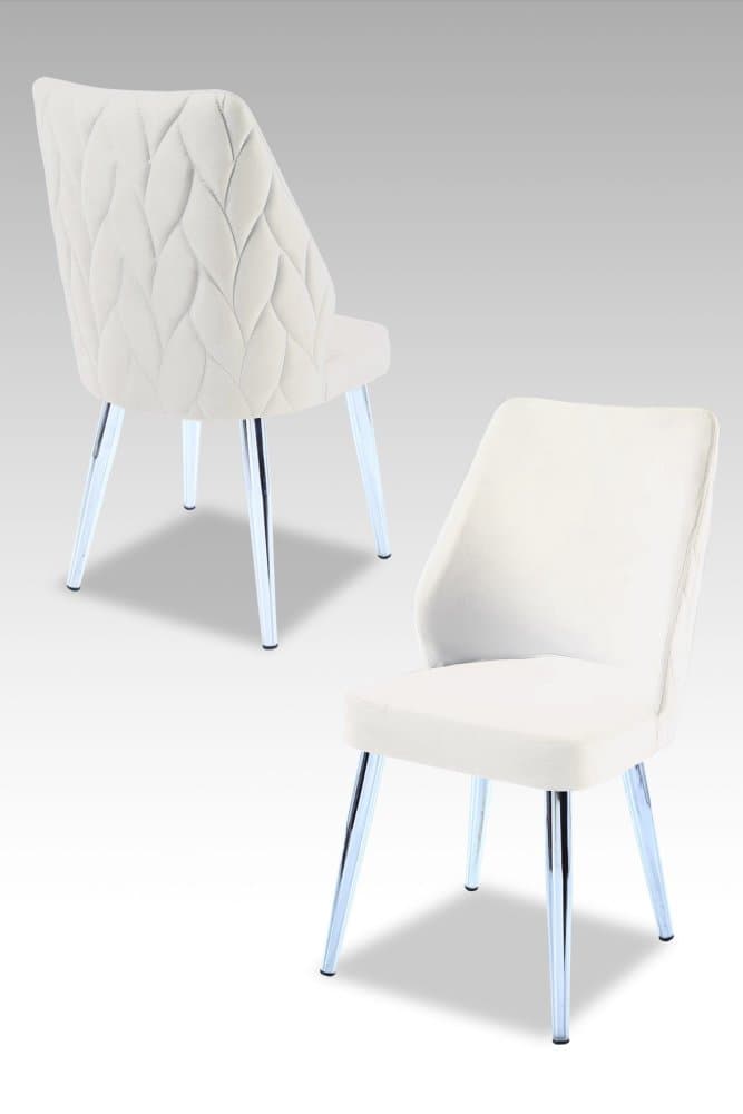 Súprava stoličiek (2 kusy) Pufi - Cream, Chrome 1
