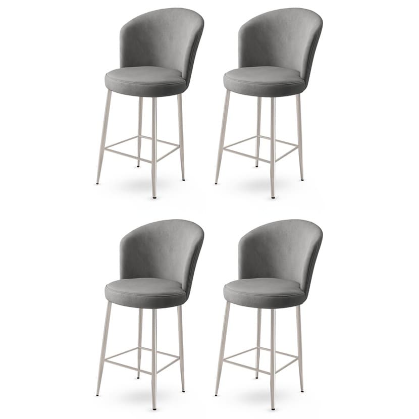 Bar Stool Set (4 Pieces) Fora - Grey, Chrome 1