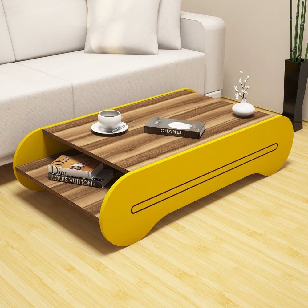 Konferenčný stolík Cool - Walnut, Yellow