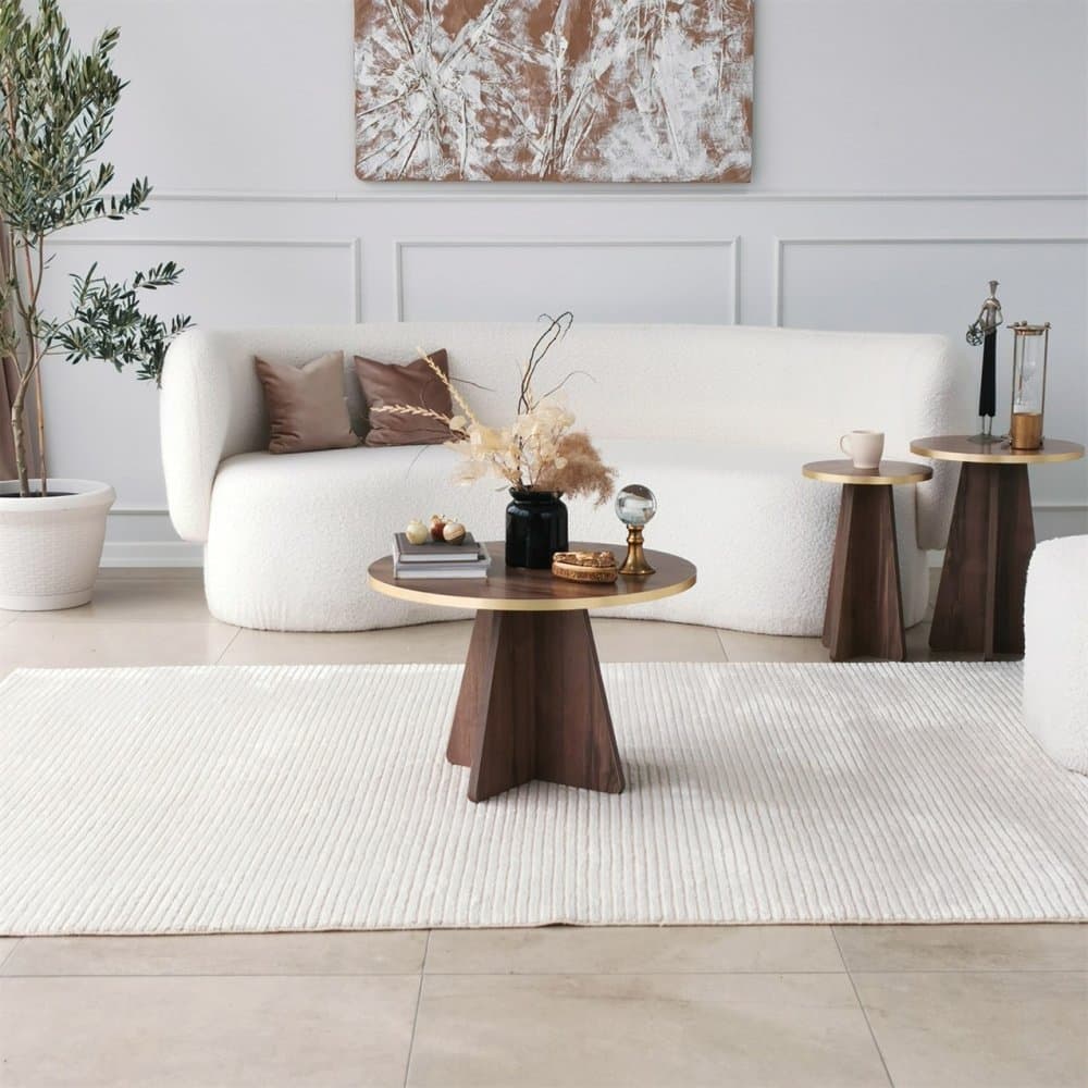 Konferenčný stolík Mushroom - Gold, Walnut v2 1