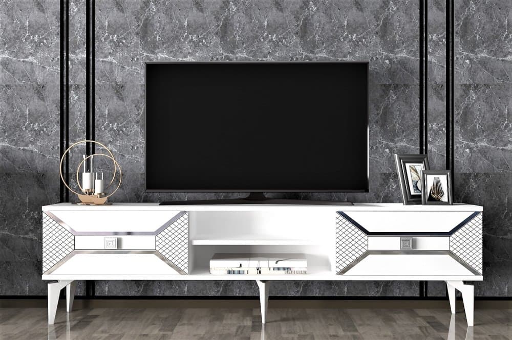 TV stolík Yumedi - White, Silver 1