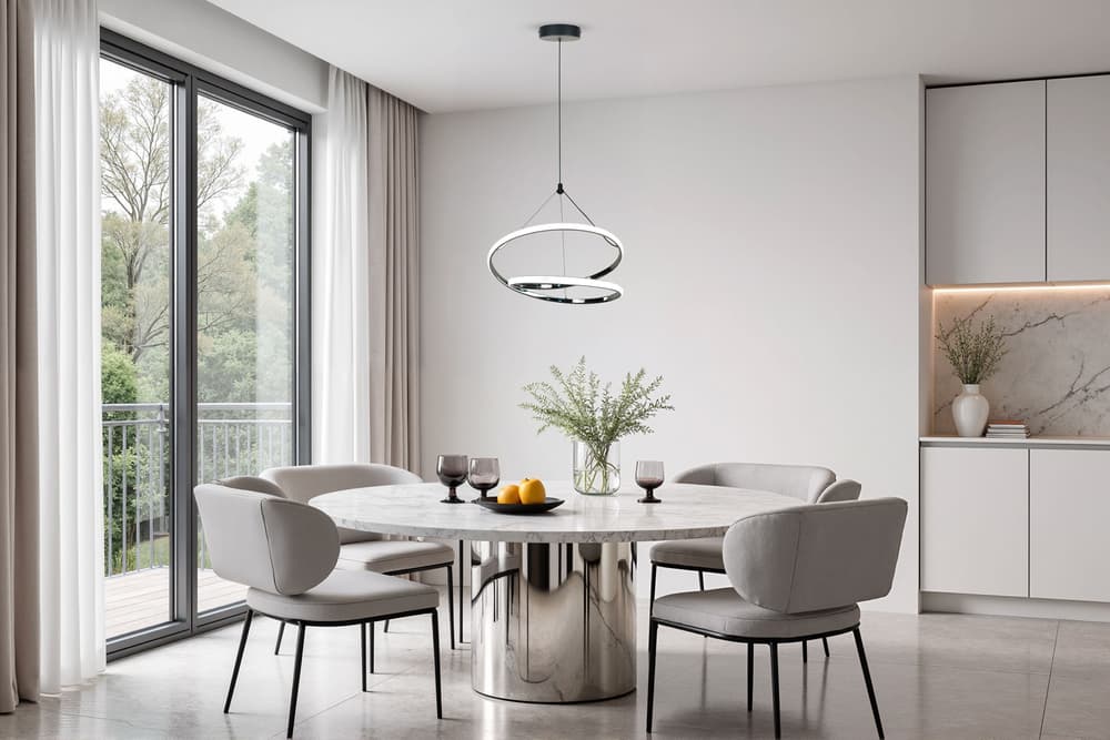 LOCO lampa wisząca czarny+chromowy 30W LED 3000, 4000, 6000K osłonka biała 1